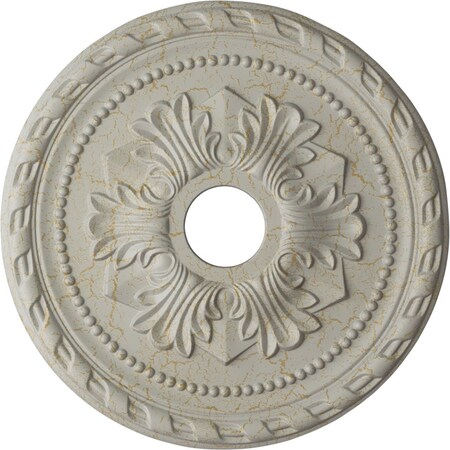 Ekena Millwork Palmetto Ceiling Medallion (Canopies up to 5"), 20 7/8"OD x 3 5/8"ID x 1 5/8"P, Pot of Cream Crackle CM20PMPCC